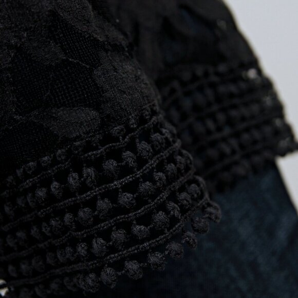 Lost April Lace Pom Pom Sleeveless Sheer Mini Dress Black Women S - Picture 7 of 10